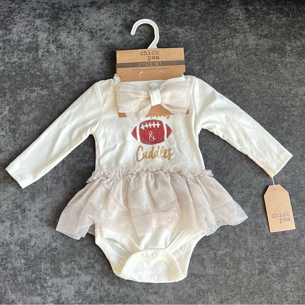 NWT Chick Pea Football Tutu Onesie